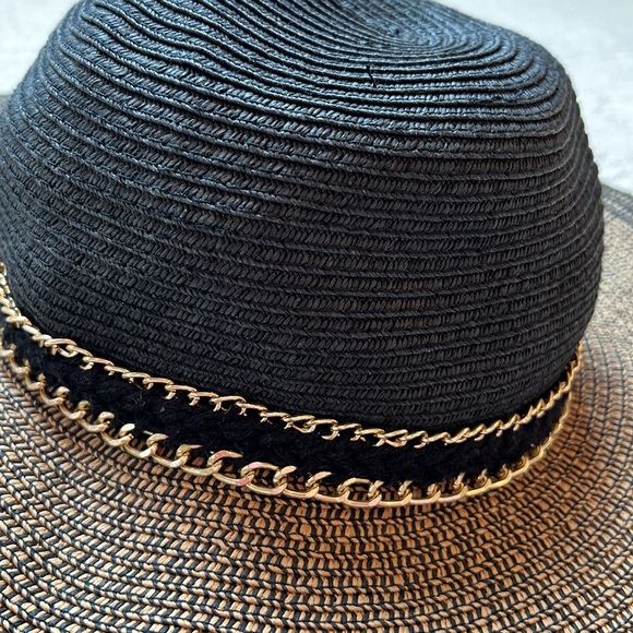 💕HP💕Black and brown chain trim sun hat - Picture 4 of 9